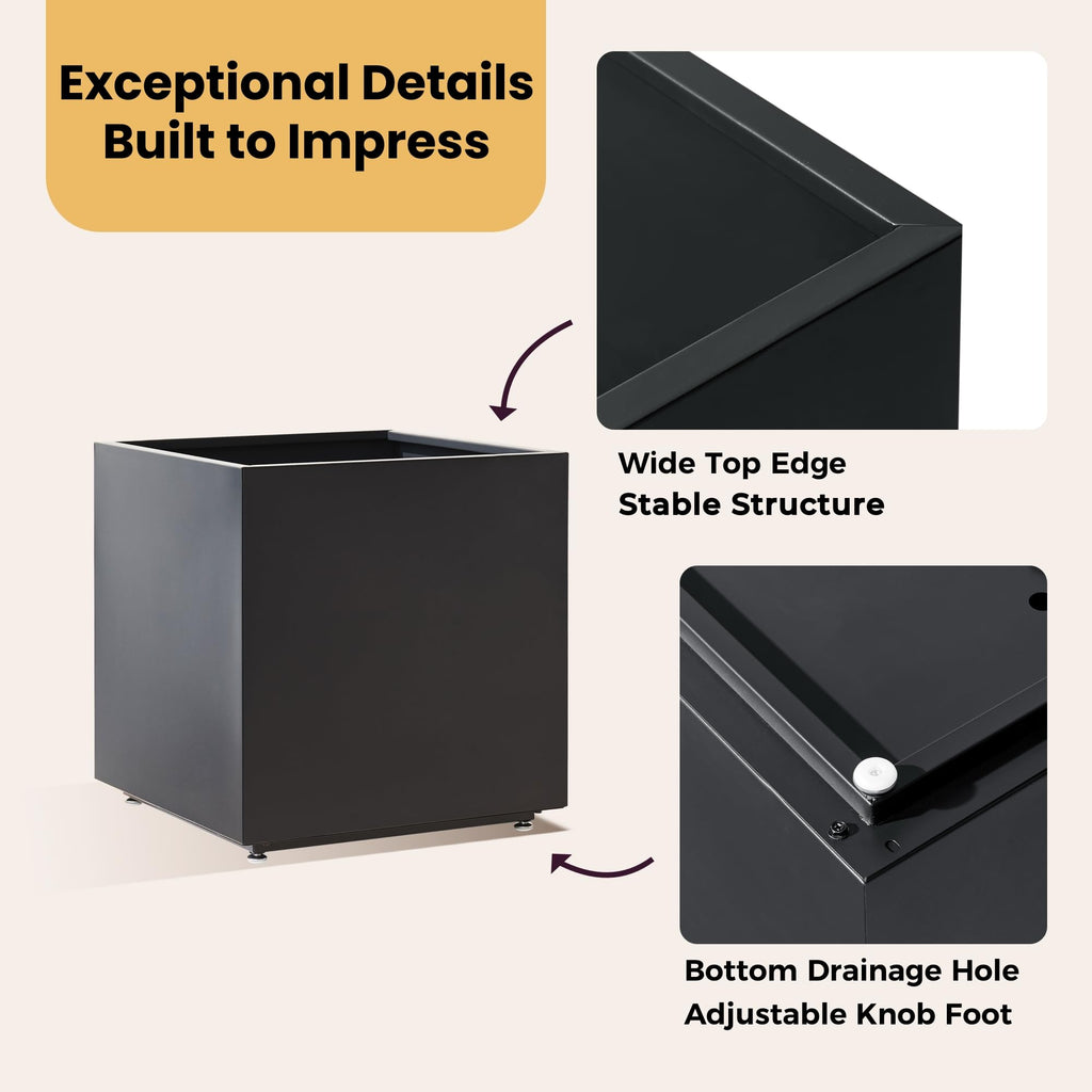 Large Cube Metal Outdoor Planter Box 20Wx20Dx21.5H