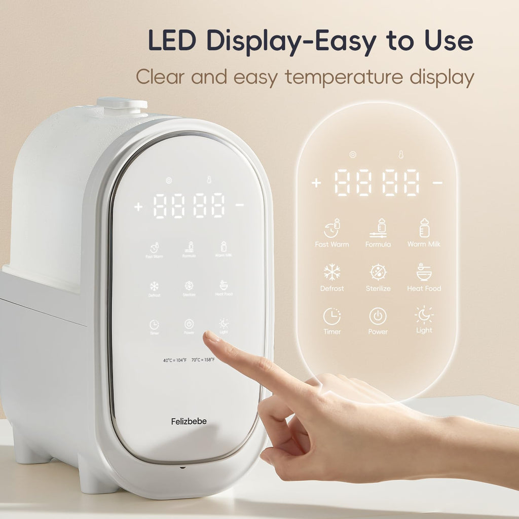 Bottle Warmer for Breastmilk, 11-in-1 Double Bottle Warmer Large Touchscreen with Night Light, Detachable for Easy