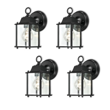 4 Packs Outdoor Wall Lantern, Black Exterior Waterproof Wall Sconce, Aluminum Housing Plus Glass, Wet Location