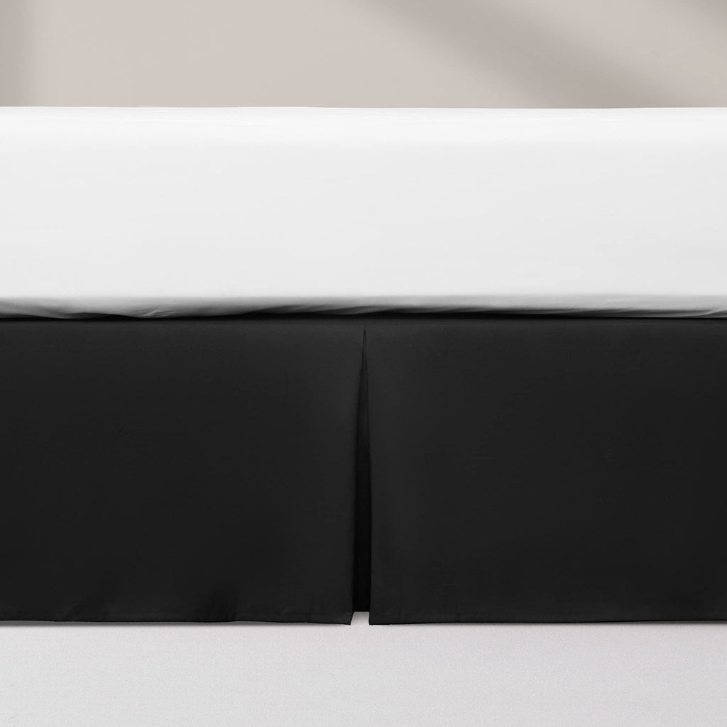 Bed Skirt, 15" Drop Pleated Dust Ruffle Brushed Microfiber Black