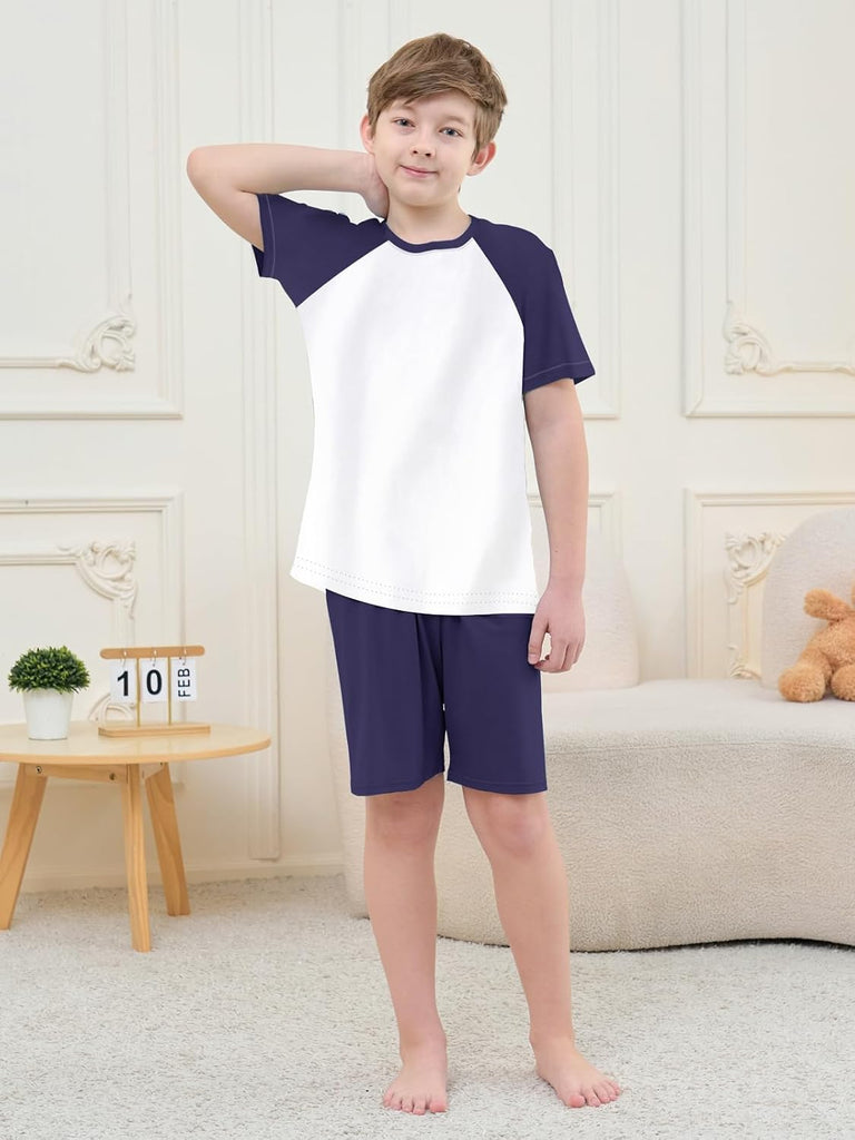Boys's Summer Pajamas Striped Short Sleeve Sets Modal Pjs