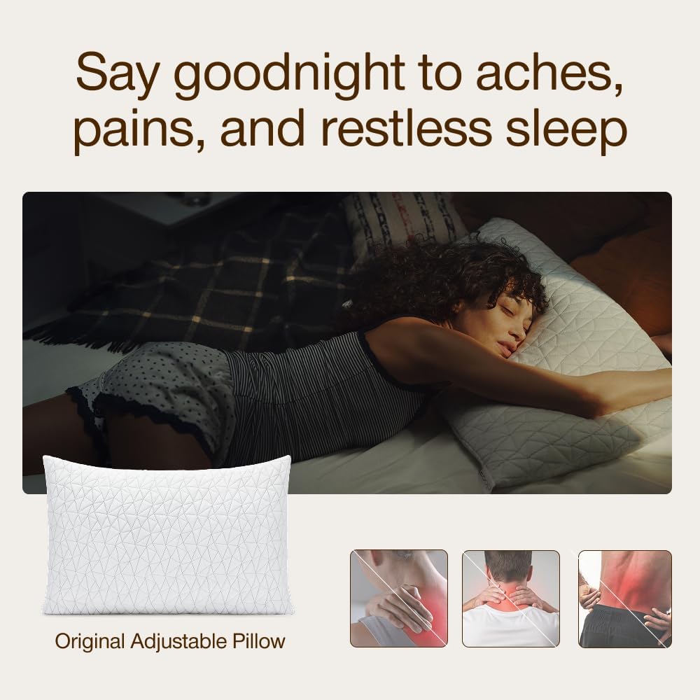 Original Adjustable Pillow, King Size Bed Pillows for Sleeping, Cross Cut Memory Foam Pillows - Medium Firm Back