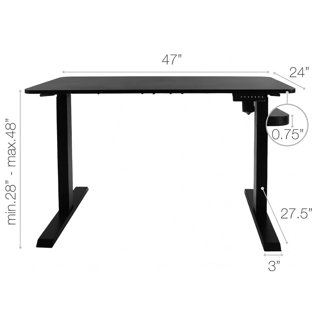 Electric Standing Desk Frame 47 x 24 Inch Tabletop - Motorized Workstation Two Leg Stand Up Desk with Memory Settings