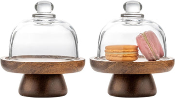 2 sets 4.1 inch of mini glass dessert cups, equipped with high-foot bases; small glass cake stand; transparent - Set of 4