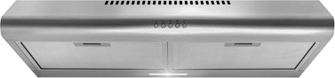 Stainless Steel Under Cabinet Range Hood Push Button Control, LED Lights, Reusable Filters, Ducted
