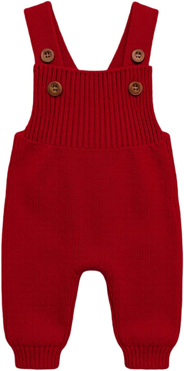 Baby Sweater Romper Knit Solid Color Clothes Suspender Pants Cute Overalls Jumpsuit with Shoulder Straps