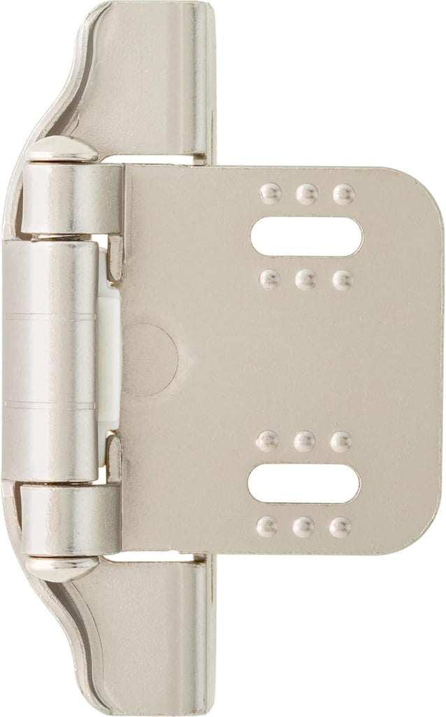 (10-Pack) Self-Closing Cabinet Hinges Semi-Wrap 1/4' Overlay Doors Kitchen/Cabinets/Cupboards/Furniture Satin Nickel