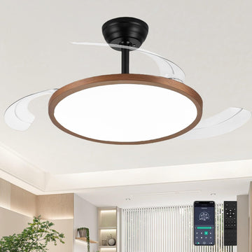 42'' Retractable Chandelier Ceiling Fan, Black