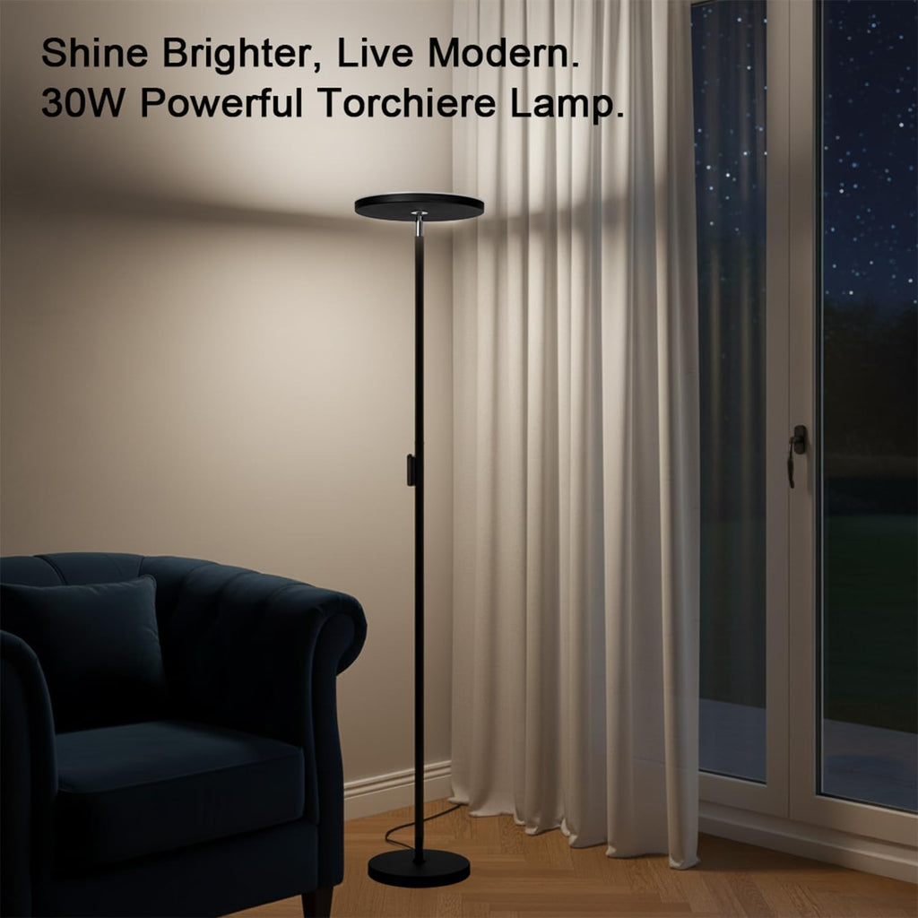 Floor Lamp,30W/2400LM Sky LED Modern Torchiere 3 Color Temperatures Super Bright-Tall Standing Pole Light with Remote