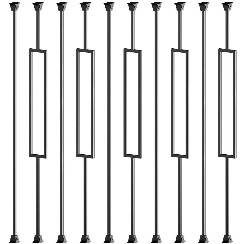 10 Pack Iron Balusters, 44" Hollow Stair Spindles with Swivel Shoes