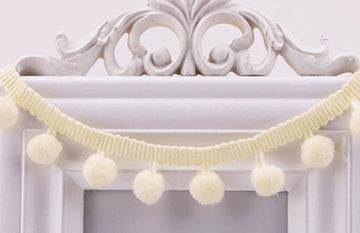 Pom Fringe Trim,Mini Ball Tassel for Women,4/5inch Wide Soft Pompom Fringed Ribbon for Clothing Bedding - 20 Yards