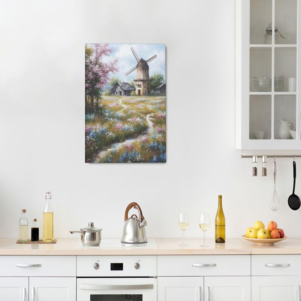 Farmhouse Windmill Wall Art Rustic Canvas Print Pictures Country Landscape Barn Painting Artwork Framed Decoration