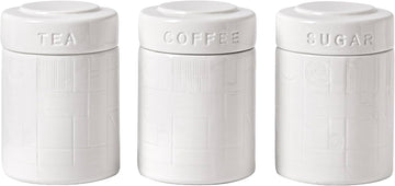 Bright Lattice Ceramic Canisters Sets For The Kitchen Canisters For Countertop Airtight Coffee Canisters - Set of 3