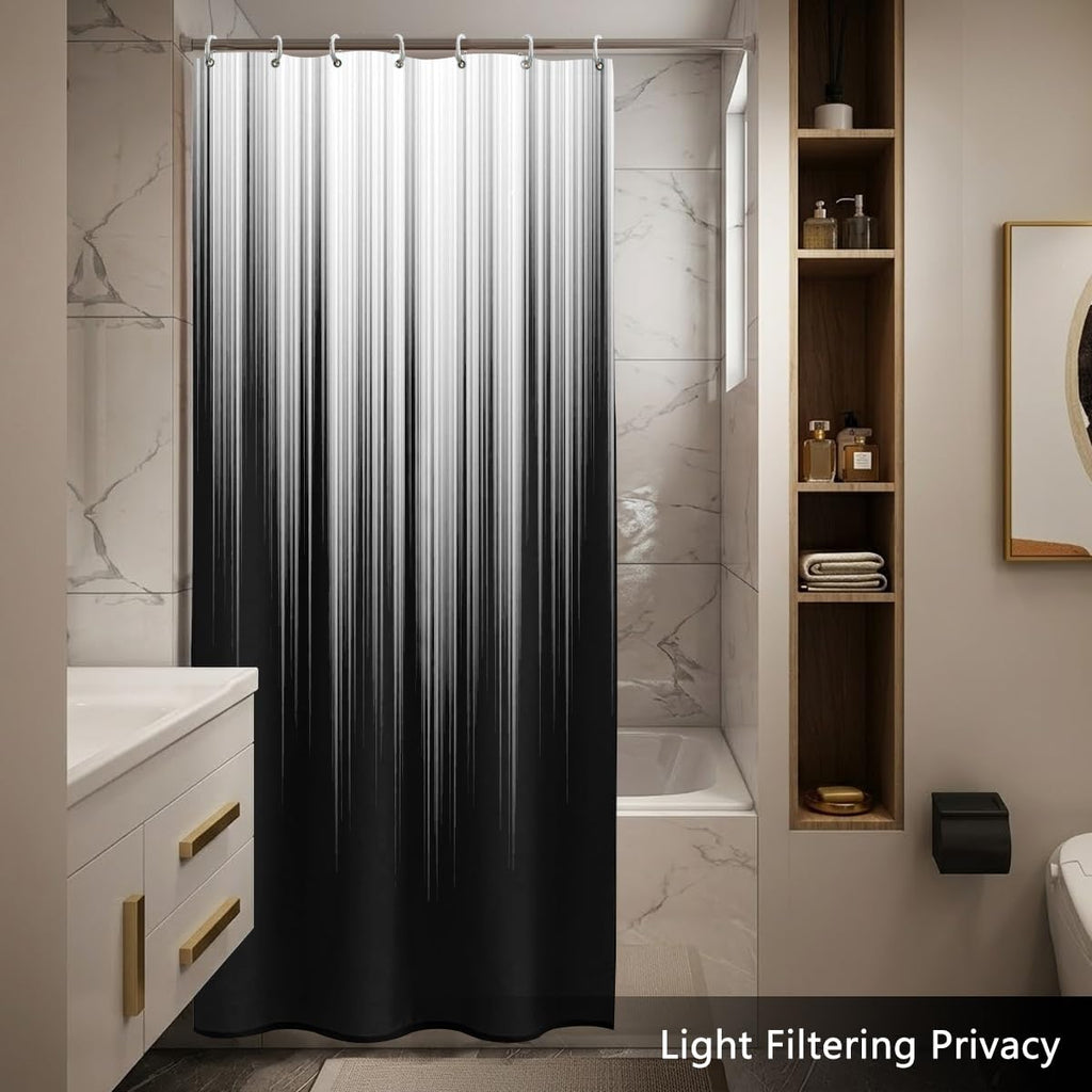 Black White Gothic Shower Curtain, Small Stall 36x72 Inch, 7 Hooks
