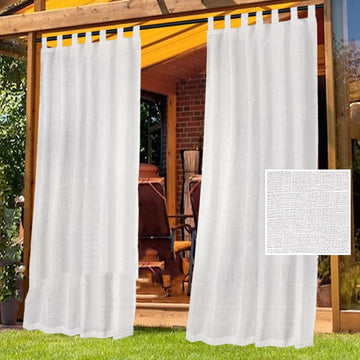 Waterproof Outdoor Curtains Premium Thick Tab Top Linen Textured 2 Panels Curtain 108 inch Length Privacy Assured
