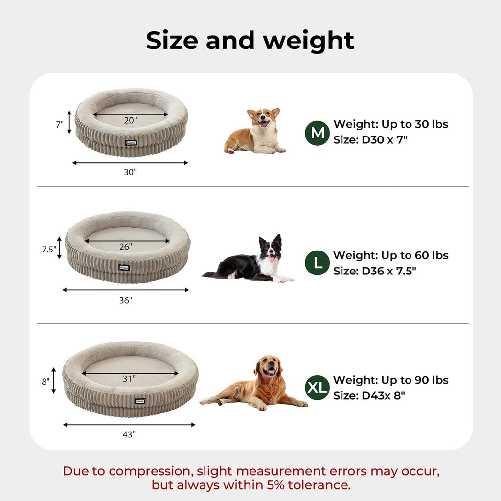 Donut Dog Bed, Round Dog Bed Medium Size Dogs Washable, Orthopedic Calming Dogs Beds for Kitten, Fluffy
