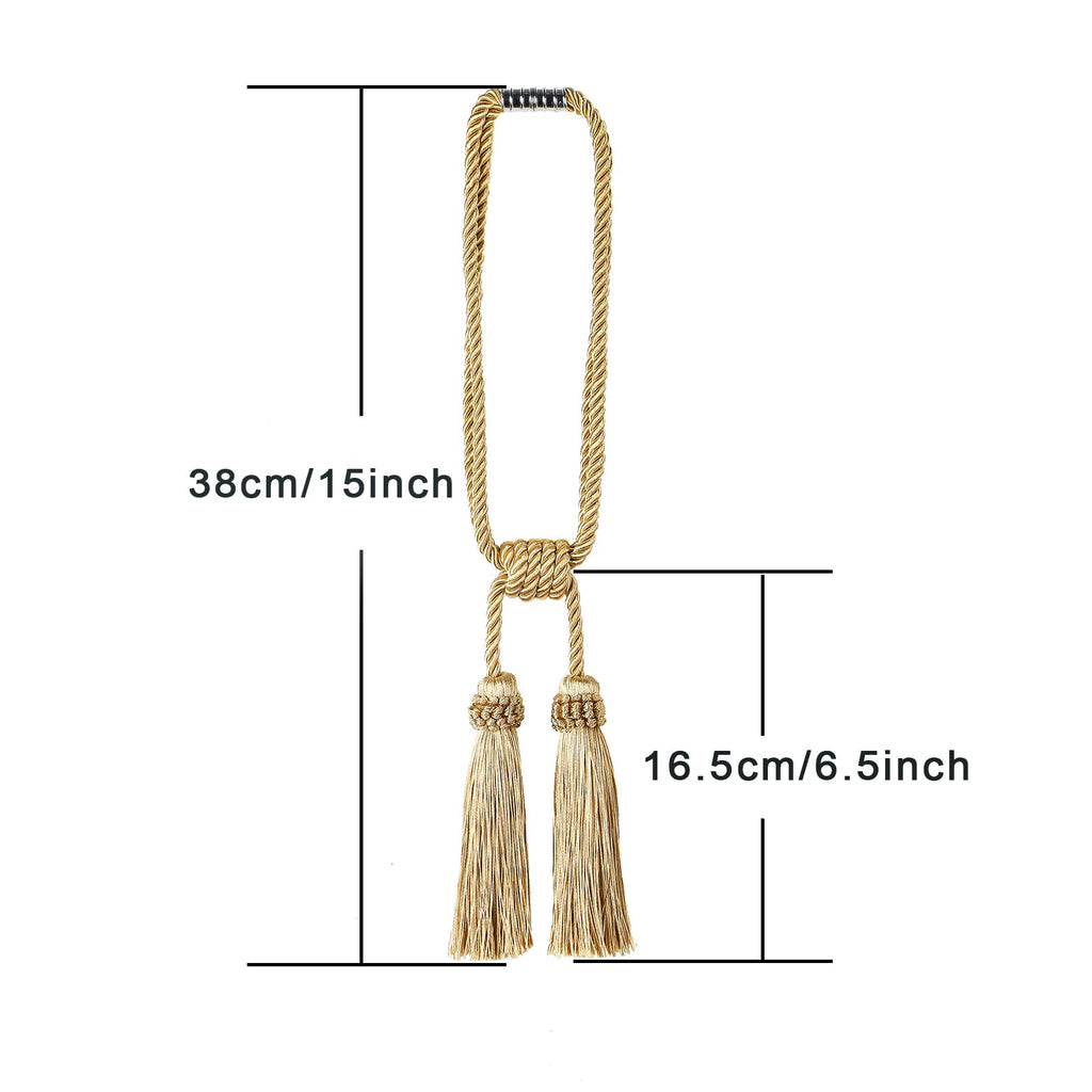 Magnetic Curtain Tiebacks Handmade Tassel Drapery Holdback,4P