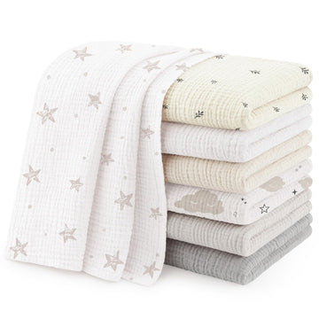 7 Pack Large Muslin Burp Cloths for Baby Ultra Soft 100% Cotton