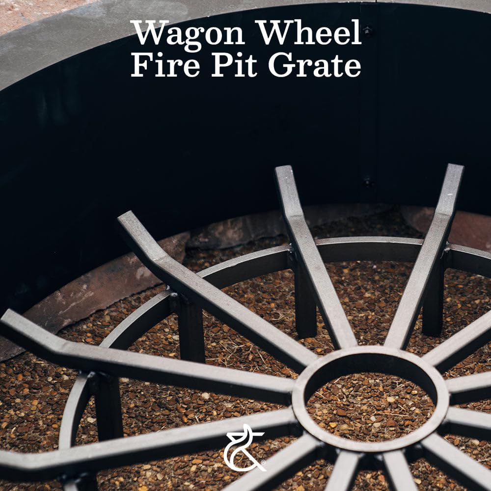 Ash & Ember 40" Wagon Wheel Fire Pit Grate, High Efficiency & Smoke-Reducing Firewood Grate, Heavy Duty Woodburning