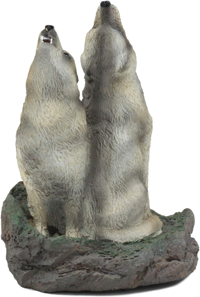 Ebros Howling Twin Gray Wolves Incense Burner Figurine 5.5 Inch Tall As Home Fragrance Decor Figurine Accessory