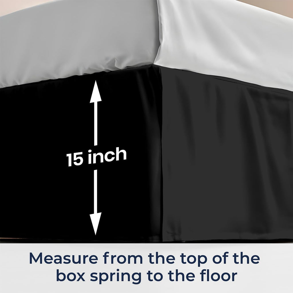 15 inch Drop Bed Skirt Twin Size Platform Style with Secure Fit, Classic Tailored Look, Elegant Pleated Style Dust