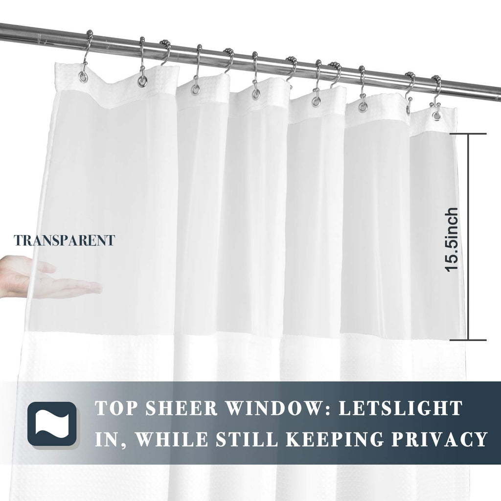 Extra Long Waffle Shower Curtain with Snap-in Liner White, 71x84