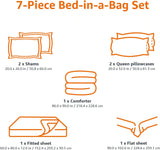 Full/Queen Comforter Set with Sheets, 7-Piece Gray Calvin Stripe Bedding, Lightweight Microfiber Bed-in-a-Bag, Striped
