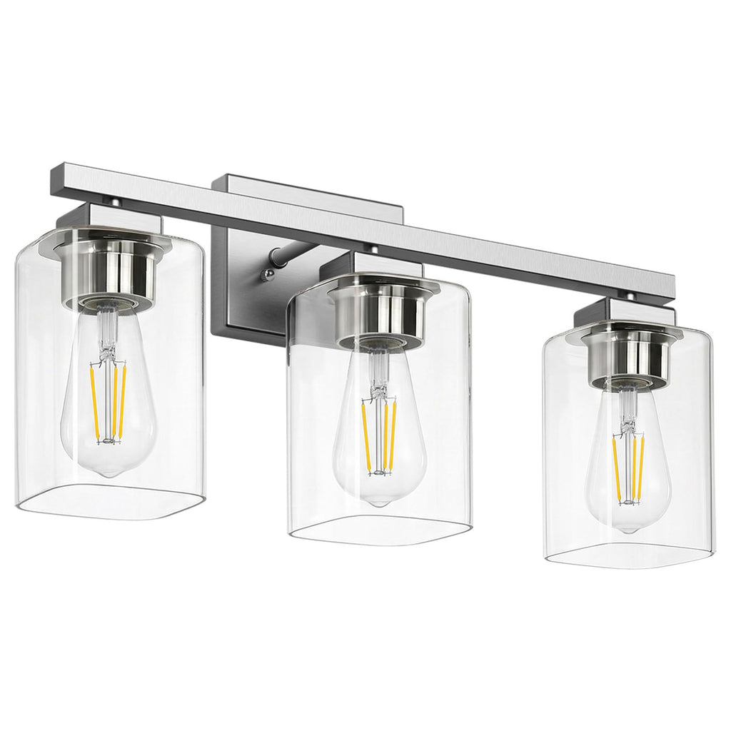 19" Bathroom Light Fixtures, 3-Light Vanity Light Brushed Nickel