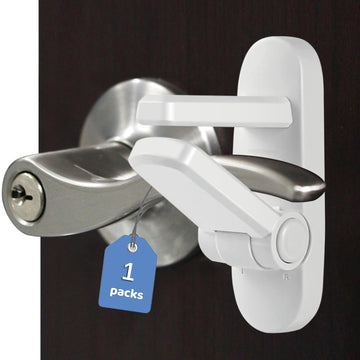 Childproof Door Lever Lock Baby safety locks for doors (1 Pack) Improved door safety for kids, 3M Adhesive No