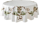 Heavyweight Engineered Printed Jacquard Fabric Christmas Table Cloth, Winter, and Christmas Tableclo