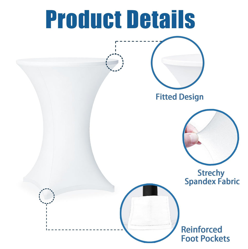 Cocktail Table Covers - 2 Pack 32x43 Inch Table Cloth - White