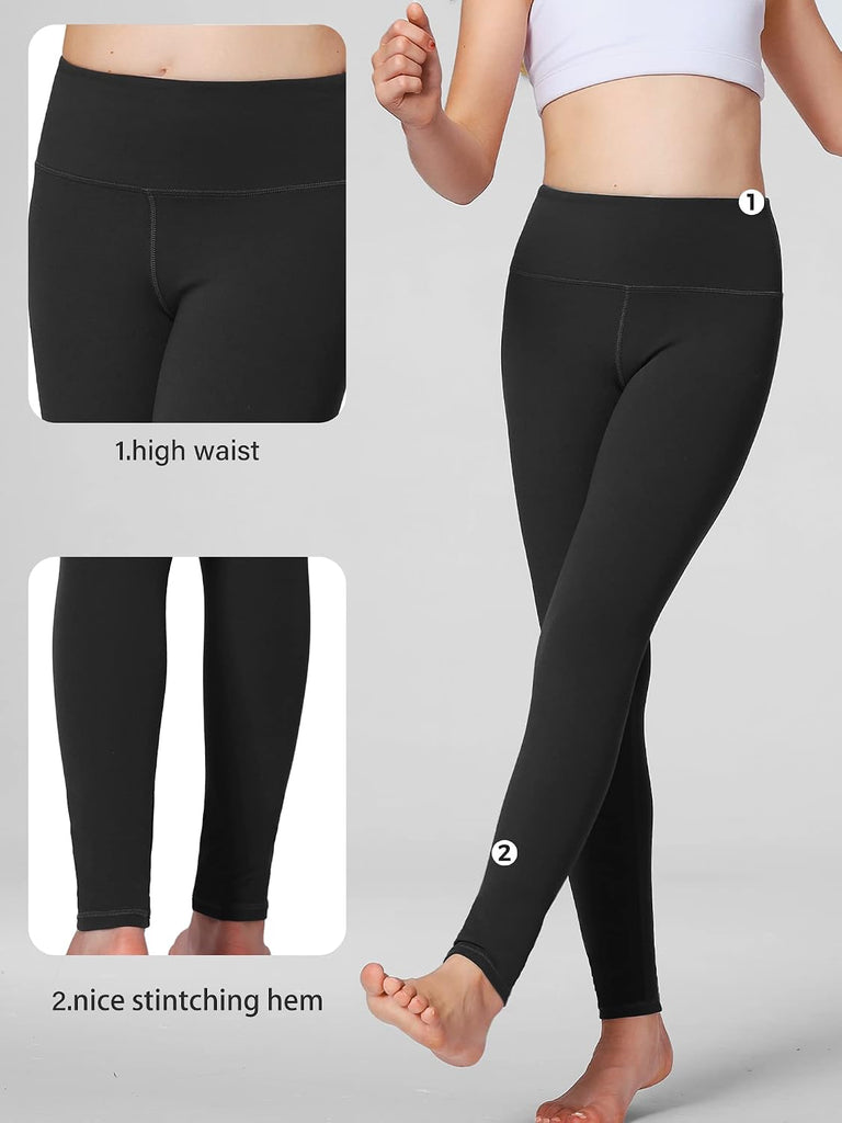 Girls Leggings with Hidden Pocket for Kids Dance Yoga Athletic Pants