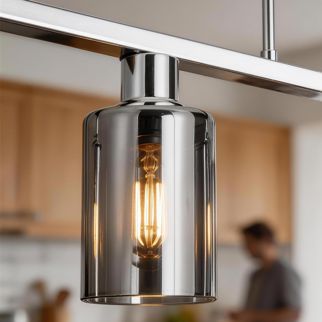 Kitchen Island Lighting, Chrome Dining Room Light Fixture/Island Light Over Table Hanging for Farmhouse