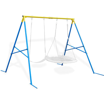 Stand A Frame for 2 Swings, 550lbs Metal Saucer Tree Swing Frame Heavy Duty, 70" High and 97" Wide, All Weather
