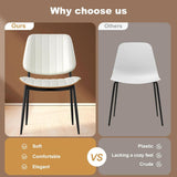 Mid Century Dining Chairs Set of 2, Upholstered Beige Nappa Leather Mid Century Modern Dining Chairs Metal Legs with