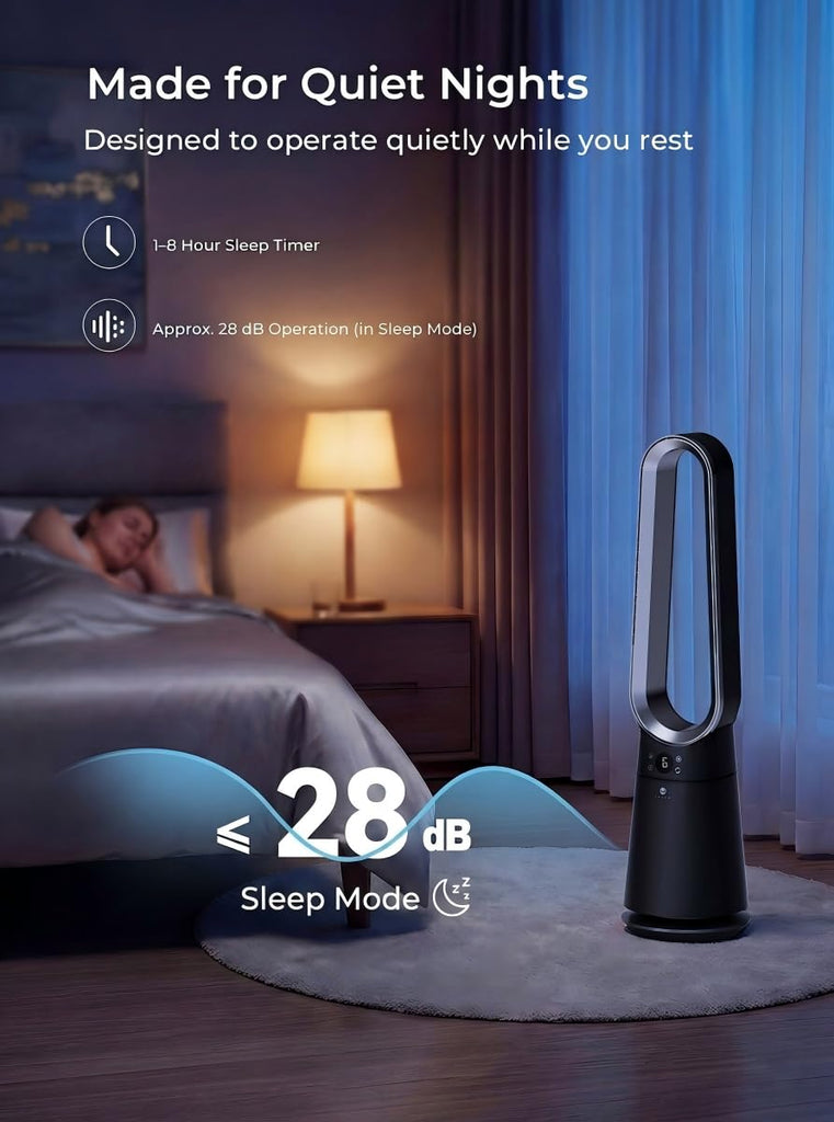 Bladeless Tower Fan , 20 Speeds 3 Modes, Standing Fan with Remote, 8H Timer, 38" Quiet Tower Fan, 120° Oscillation