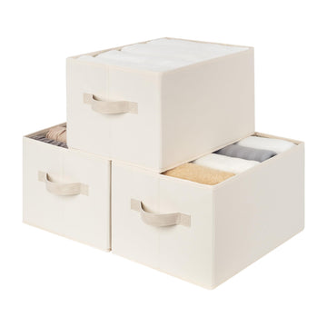 Bins, Beige (Cottlyn Fabric), 3-Pack, Large