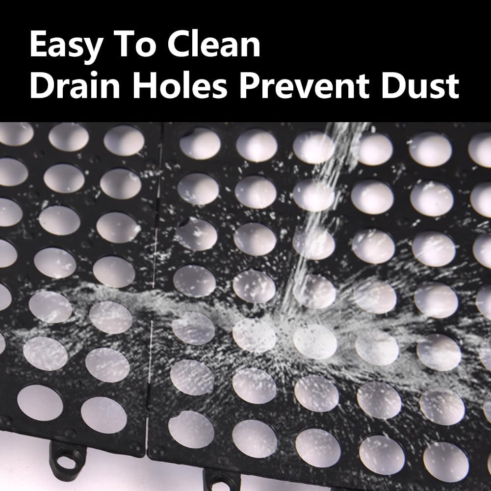 24 Pack Garage Floor Tiles, 12x12 Inch Interlocking Drainage Tiles Non-Slip Deck Tile with Holes for Bathroom, Pool