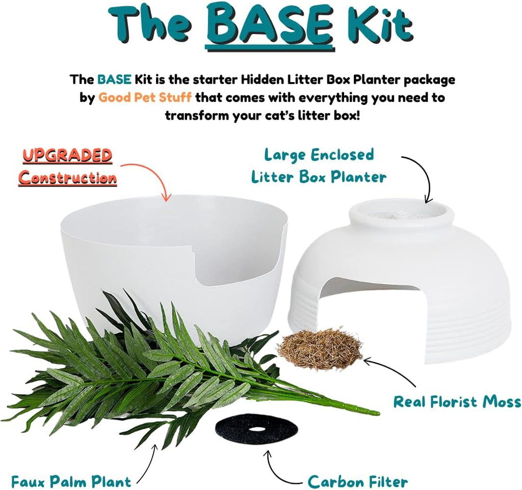 Hidden Litter Box Planter, Decorative Cat Litter Enclosure with Carbon Filter, Artificial Palm Plant