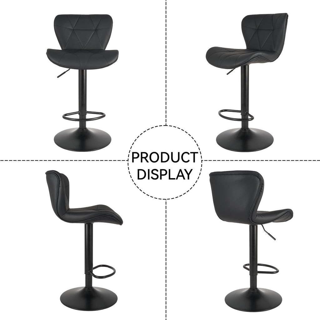 Modern Bar Stools Set of 2, Adjustable Faux Leather Upholstered Swivel Bar Stools, Counter Height Bar Chairs with