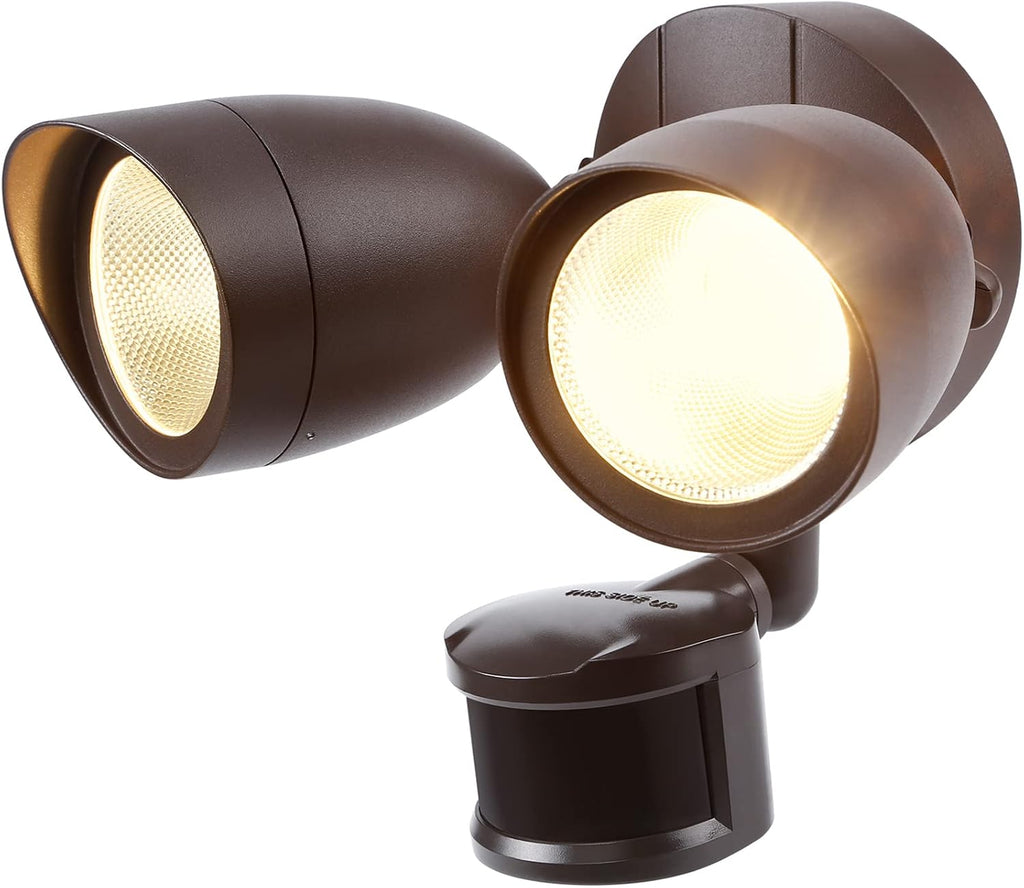 LED Security Light Outdoor Motion Sensor Dusk to Dawn 3000K Bronze | Motion Flood Light for Outside, Dusk to Dawn, UL