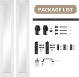 Bifold Barn Doors Mirror Closet Door, Bi fold Sliding Barn Doors with Hardware Include, Shatterproof