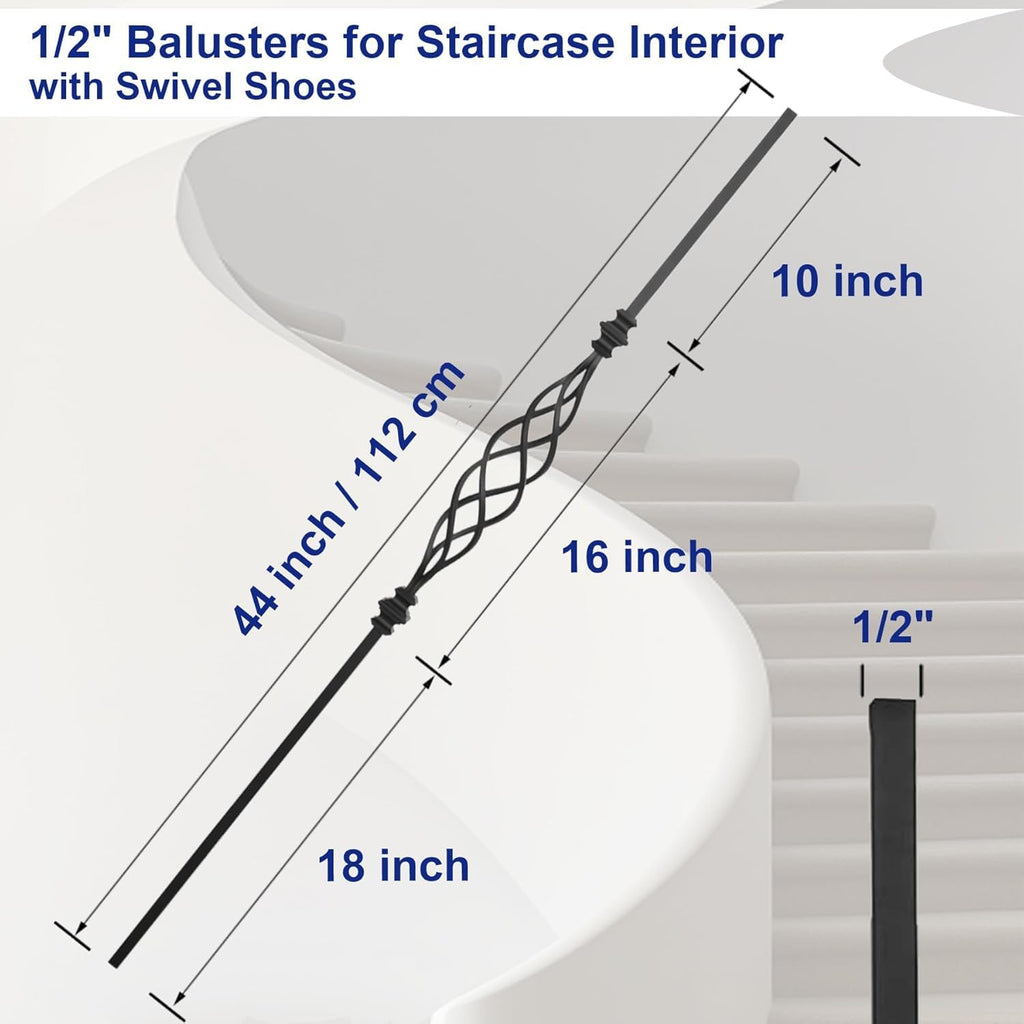 5-Pack Iron Stair Balusters Indoor with Swivel Shoes