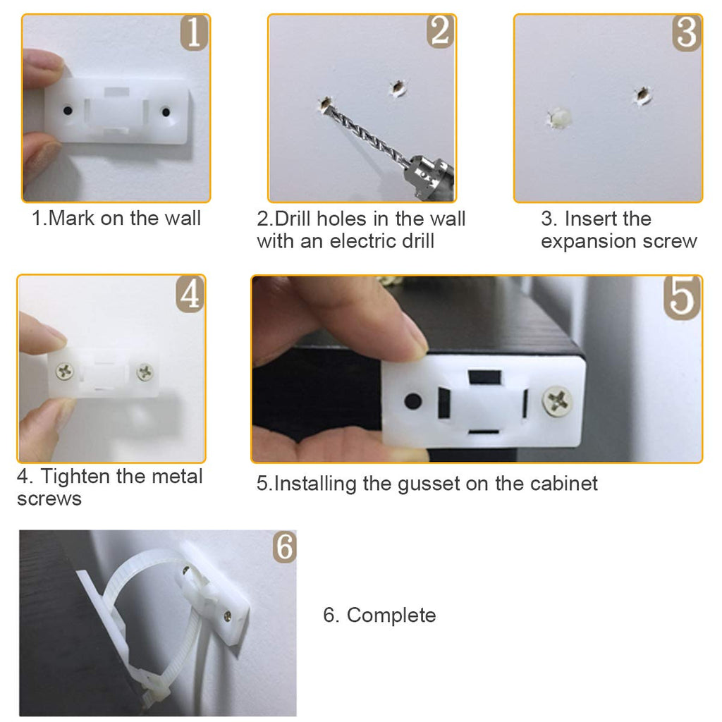 Anti-Tip Furniture Wall Anchor Straps(6 Pack,with Screws),Wall Anchors Straps Kit for Bookshelf or Dresser,Adjustable