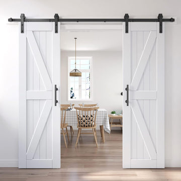 48in x 84in (Double 24in×84in Door) Barn Door with 8FT Sliding Door Hardware & Handle Included,DIY A