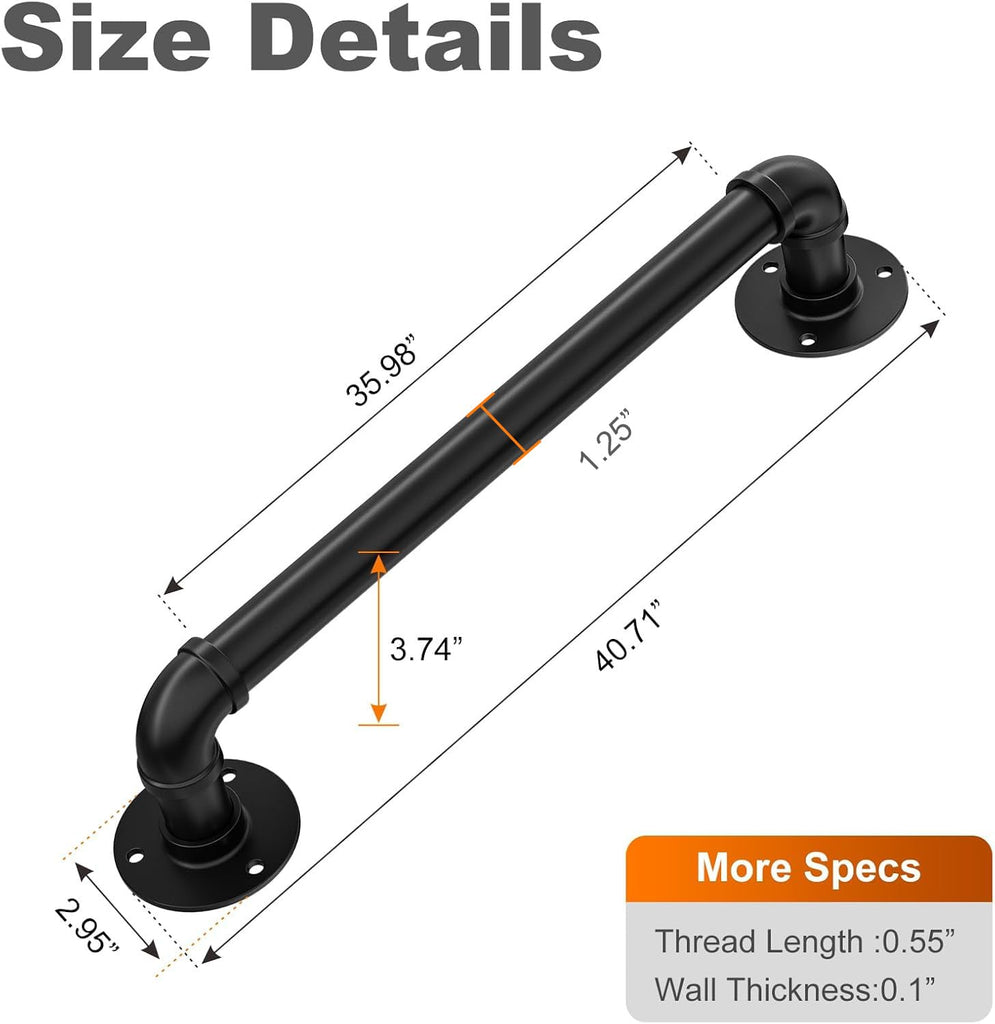 Staircase Handrails, Wall Hand Railing, Black, 3FT
