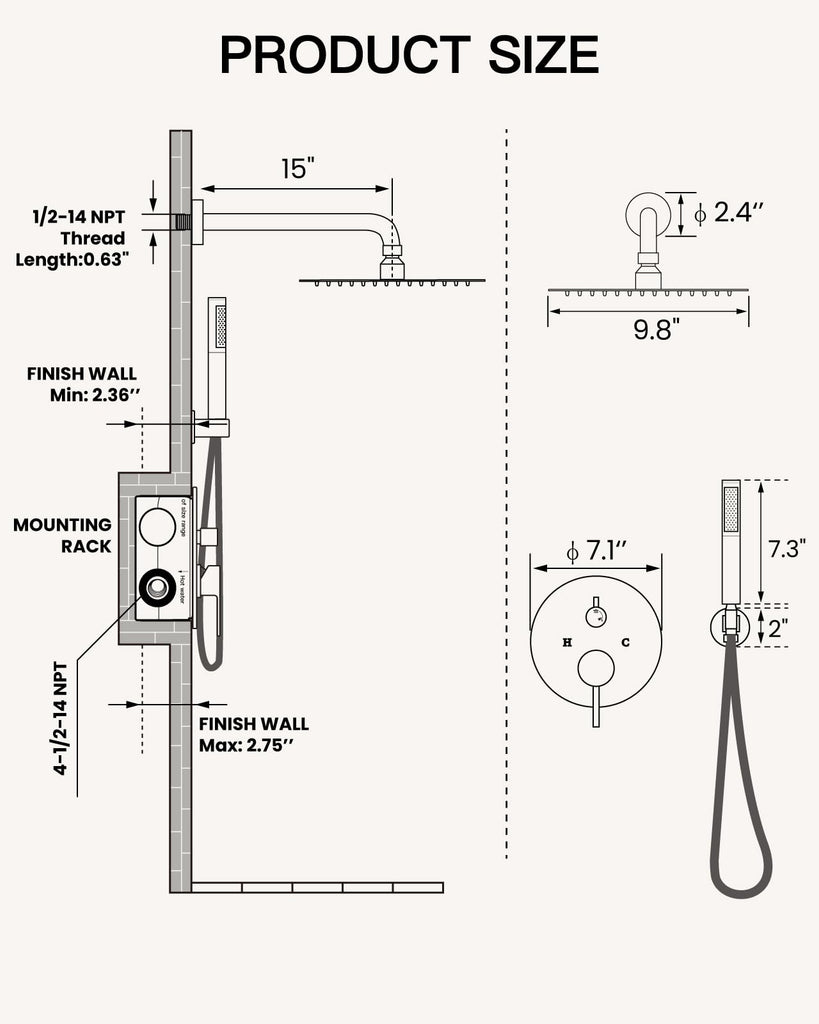 Shower Faucet Set with Rough-in Valve Trim Kit,Polish Chrome