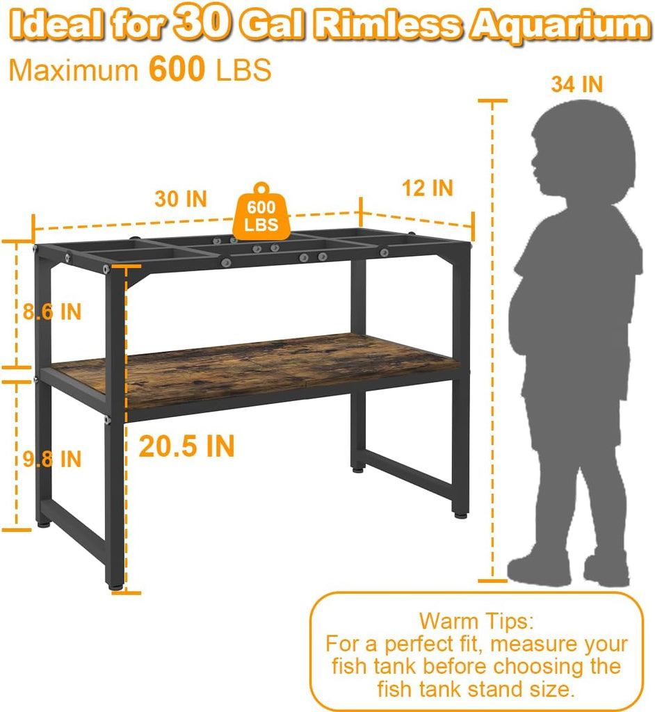 20-30 Gallon Fish Tank Stand, Black