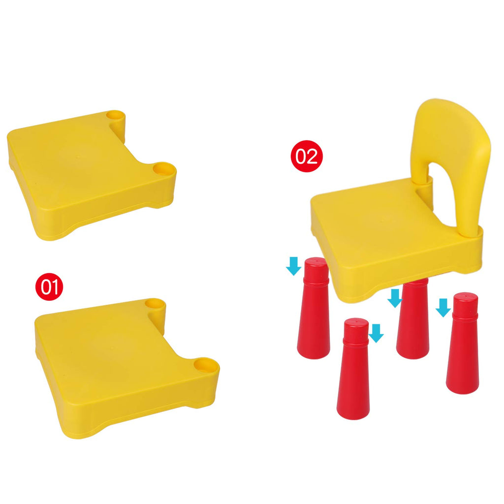 Sturdy Ergonomic Toddler Chair: 9.3in seat, 3+ yrs, Yellow, in/Out