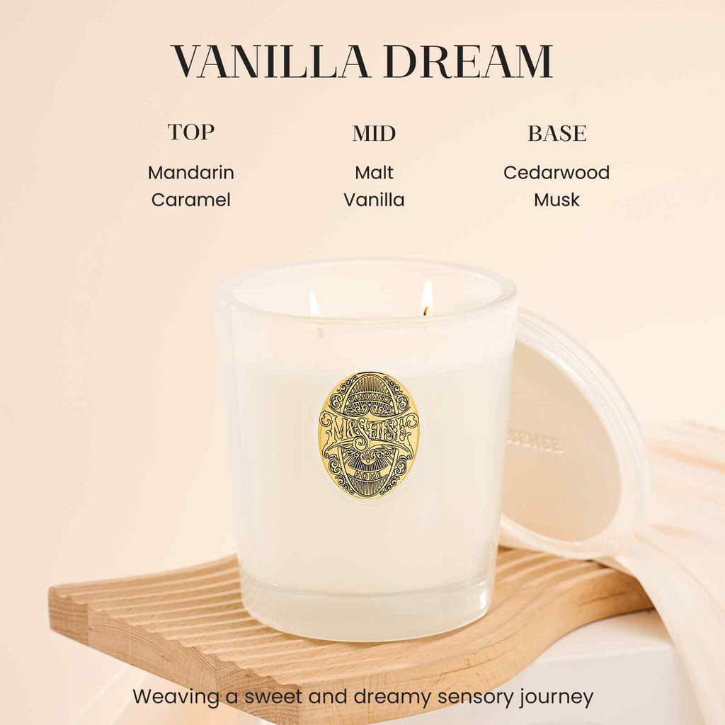 Large Two-Wick Soy Candle | Vanilla Dream & White | 19.8 oz, 120H Burn Time | Luxury Scented Candle for Relaxation
